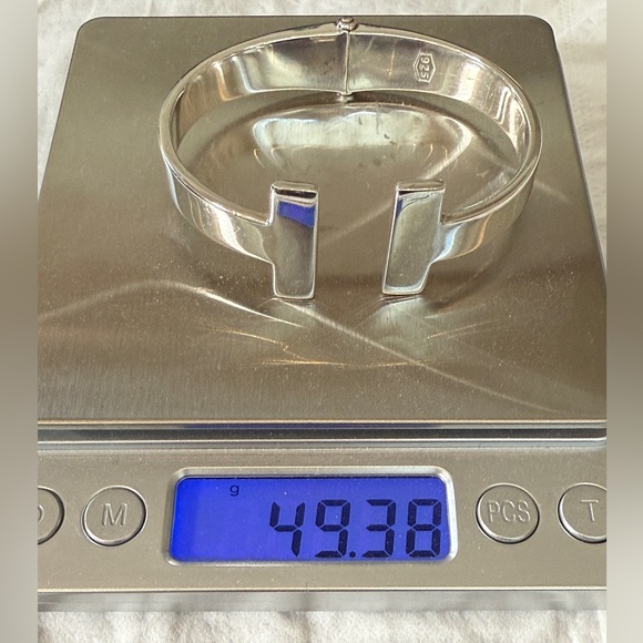 Sterling silver hinged T bangle stamped 925 - Picture 11 of 11